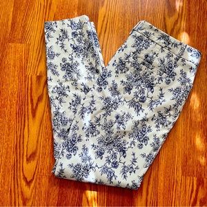 Mario Serrano Pants Womens Size 6 Blue Floral Ankle